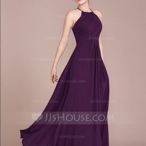 A-Line/Princess scoop neck floor-length dress